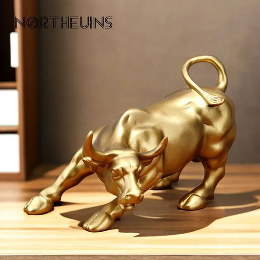 Wall Street Bull Market Resin Ornaments Feng Shui Fortune Statue Wealth Figurines Decor