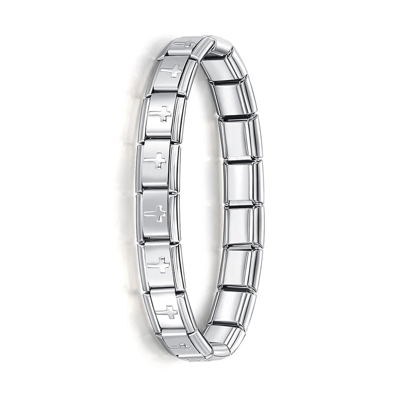Hapiship New Women's Jewelry 9mm Width Itanlian Elastic Charm  Bracelet Fashion Stainless Steel Bangle