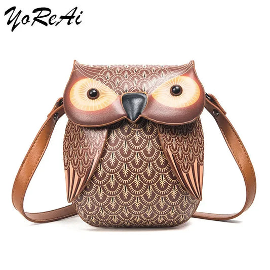 YoReAi Women Shoulder Bag Cute Owl PU Leather Small Crossbody Bag Casual Handbag Girls Messenger Pack