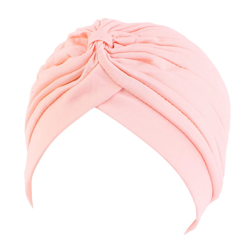 New Flower Decoration Turban, Solid Color Women's Head Wrap, Fashion Headwear, Bandana Cap