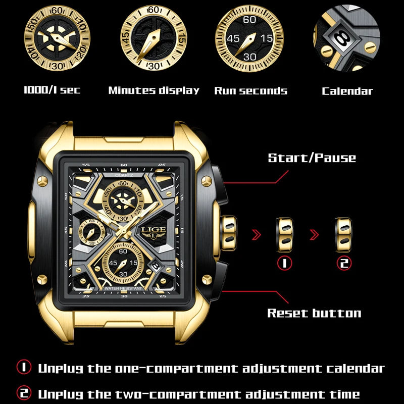 Men's Watches Luxury Sport Waterproof Watch Chronograph Quartz Clock Wristwatches