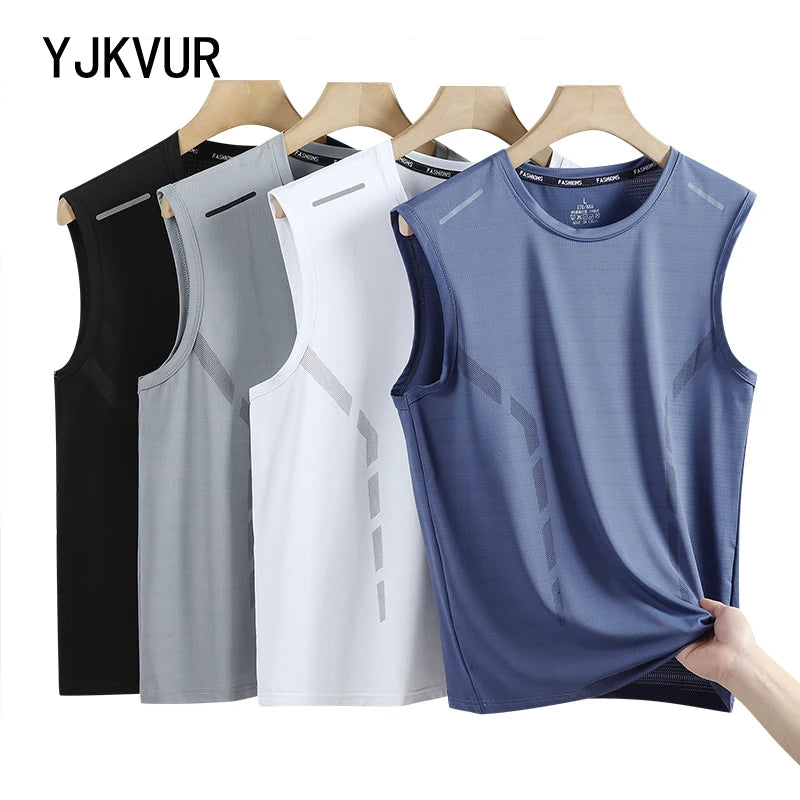 Sports Quick Dry Sleeveless T-Shirt for Men Basketball Gym Clothing Breathable Lightweight Plus Size Tank Top