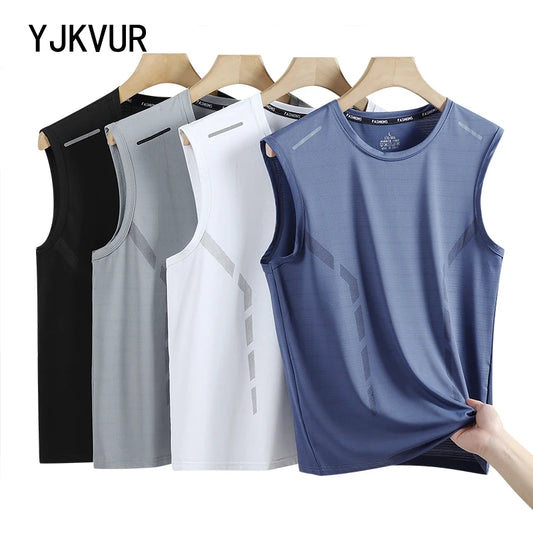 Sports Quick Dry Sleeveless T-Shirt for Men Basketball Gym Clothing Breathable Lightweight Plus Size Tank Top