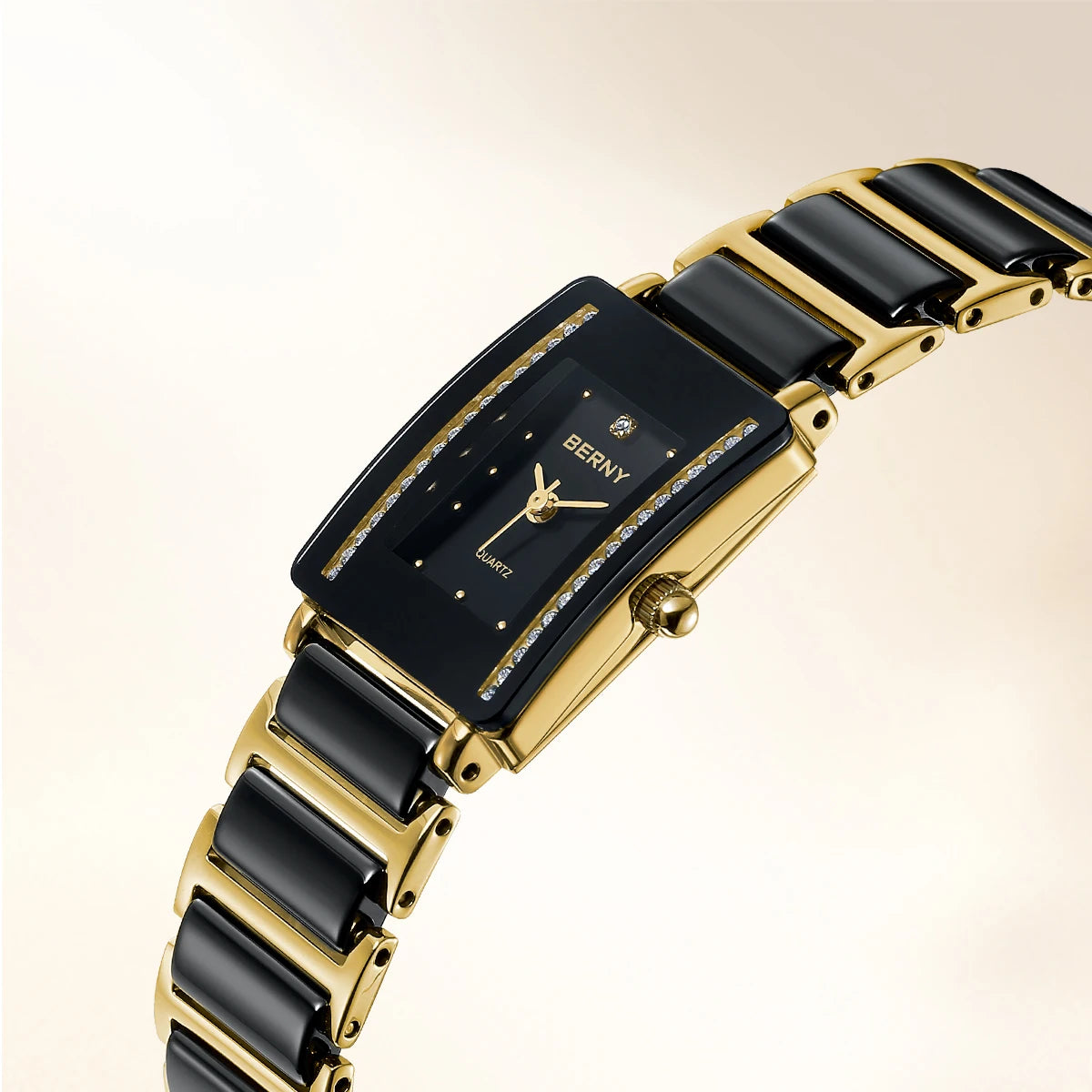 Quartz Watch Rectangle Men/Women Wristwatch Bracelet Luxury Diamond Gold Couple Watches