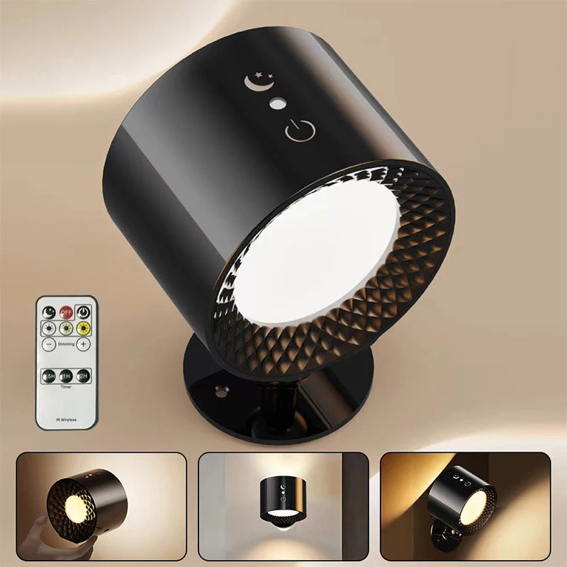 Led Double Head Wall Lamp Touch Control Remote 360 Rotatable USB Recharge Wireless Portable Night Light