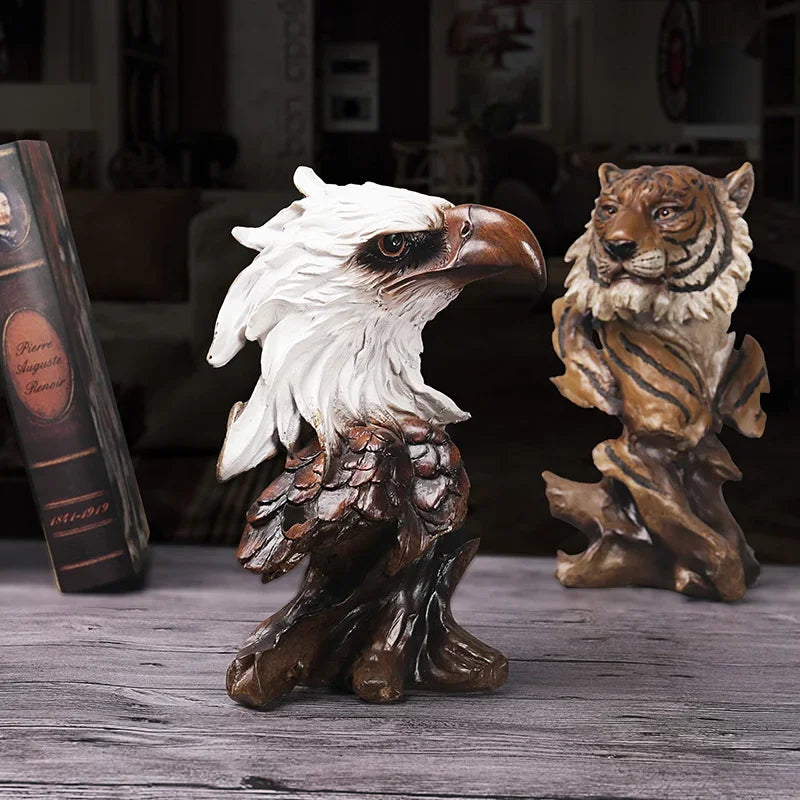 Resin Simulation Animal Statue Eagle Wolf Lion Tiger Horse Statue Home Decoration