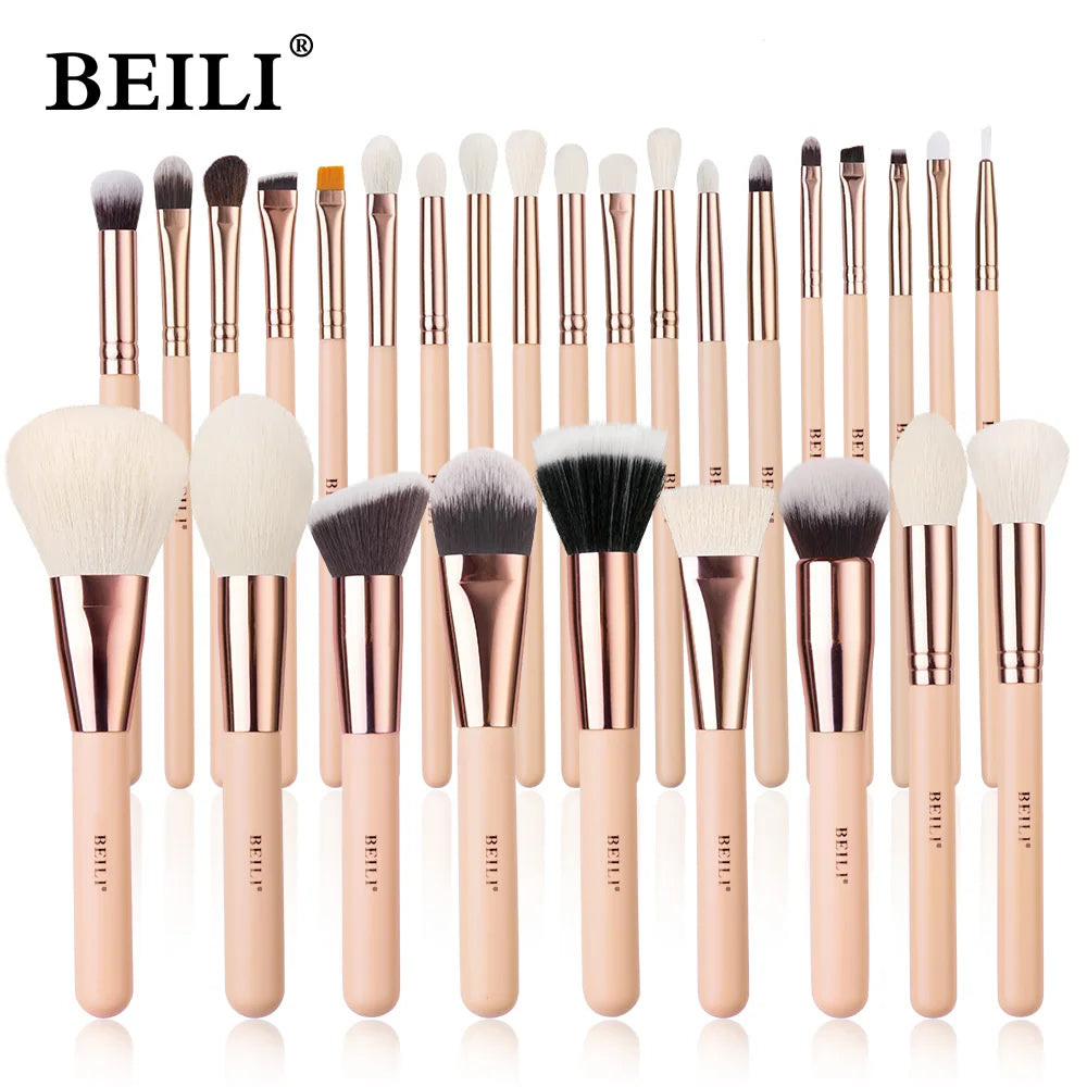 BEILI Pink Makeup Brushes High Quality Powder Foundation Blush Eyeshadow Make Up Brush Set