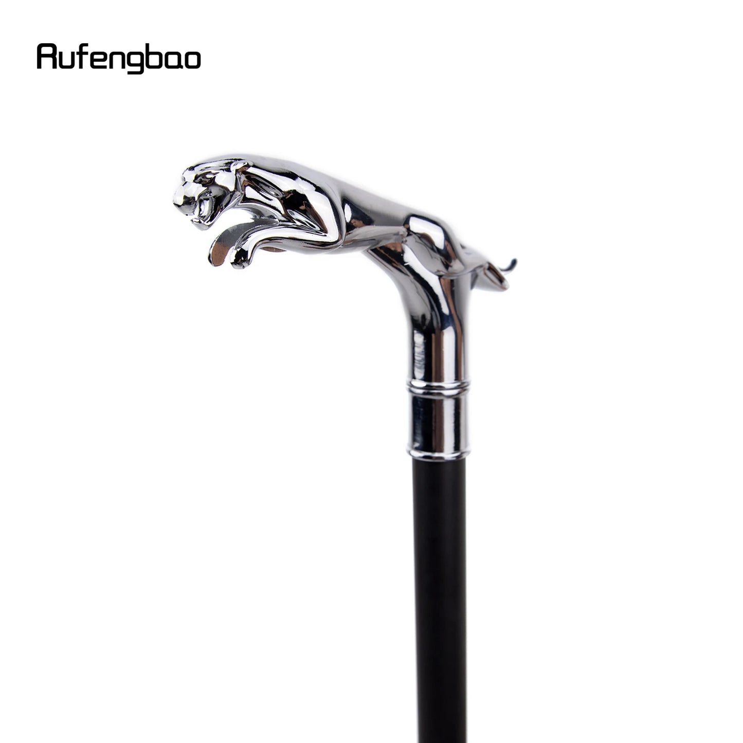 Silver Luxury Leopard with Tail Fashion Walking Stick for Party Decorative Walking Cane Elegant Crosier Knob Walking Stick 93cm