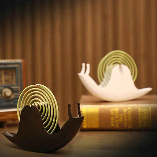 Cute Snail Shape Mosquito Coil Incense Holder Shelf Retro Unique Wrought Iron Metal Stand Ornament