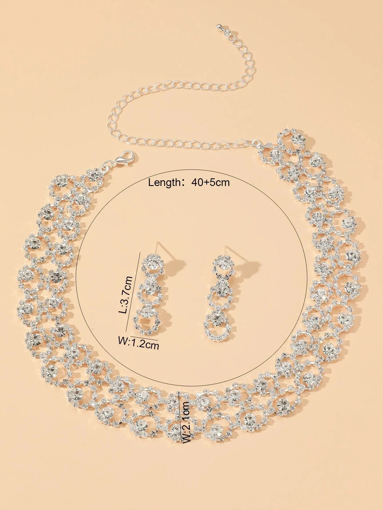 Women's Jewelry Set Rhinestone Earrings Necklace New Wedding Party Luxury Fashion