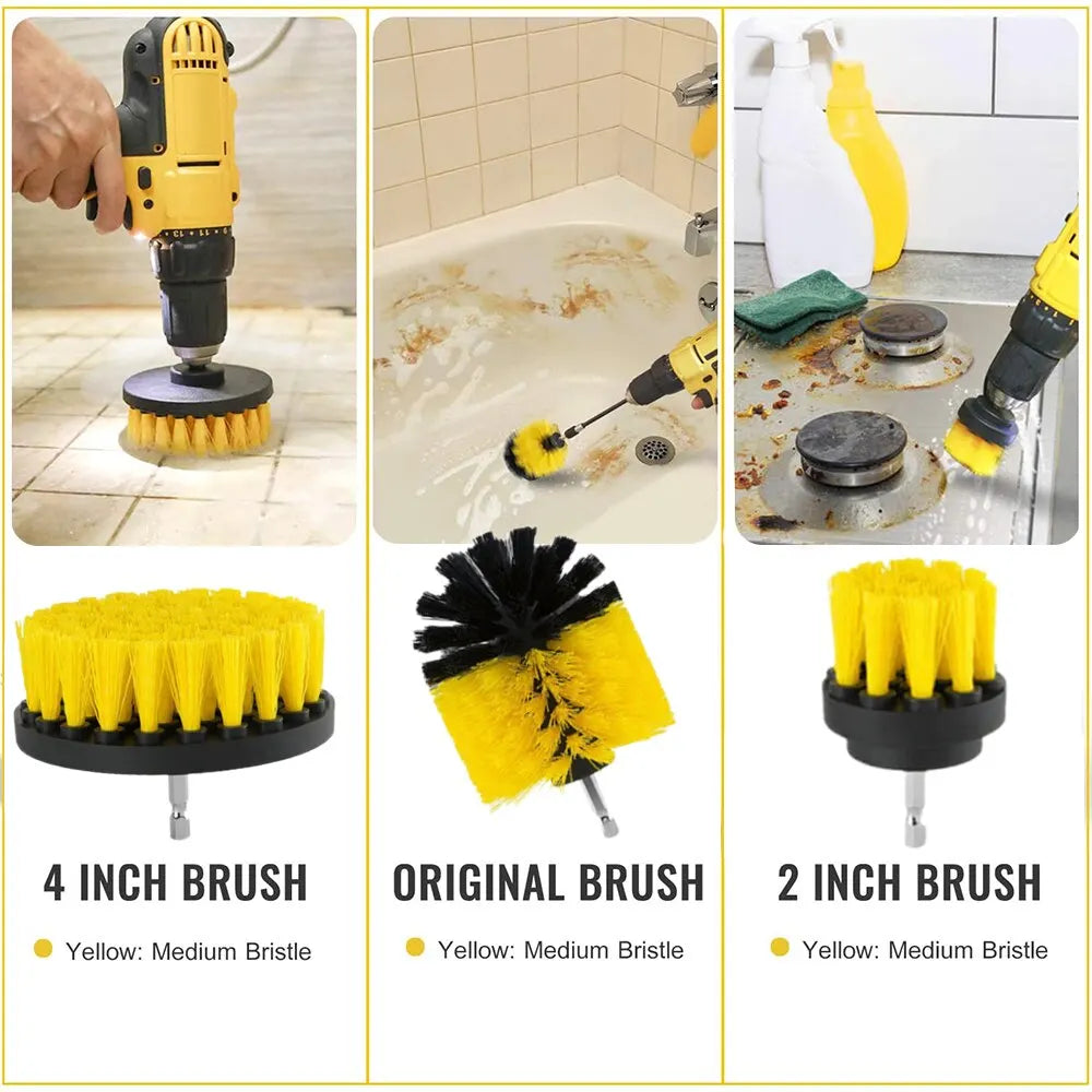 4Pc Electric Drill Brush Kit Cleaning Brush Nylon Scrubber Brush For Carpet Glass Car Tires Bathroom Toilet Cleanings Tools Floor