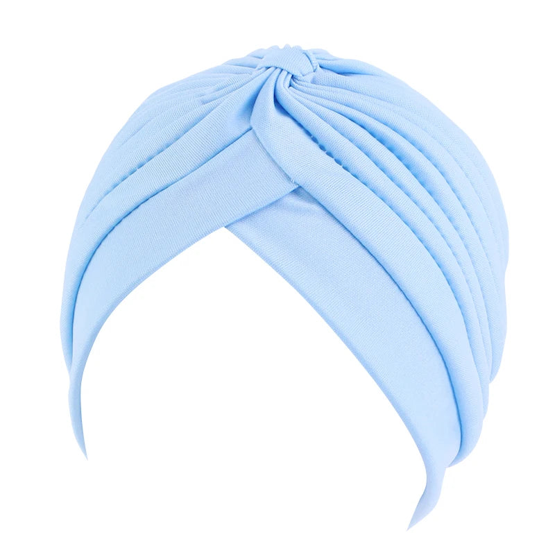 New Flower Decoration Turban, Solid Color Women's Head Wrap, Fashion Headwear, Bandana Cap