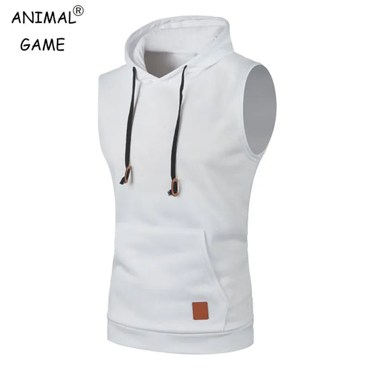 Mens Sleeveless Hoodies Fashion Casual Hooded Sweatshirt Men Bodybuilding Tank Top Sporting Shirt Waistcoat Vest Gym - Hiron Store