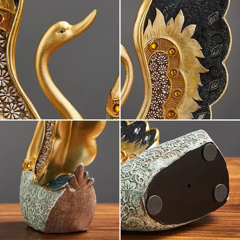 Aesthetic Home Bedroom Office Desktop Accessories Swan Figurines Resin Ornaments Animal Statue Decor