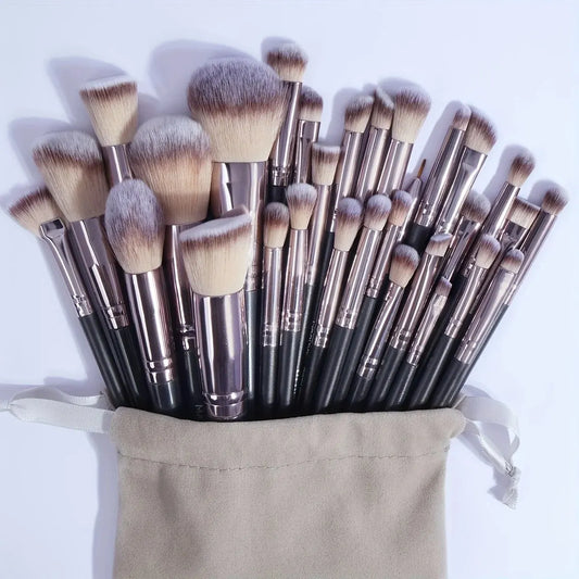 MAANGE 30pcs Professional Makeup Brush Set Foundation Concealers Eye Shadows Powder Blush Blending Brushes Beauty Tools with Bag - Hiron Store