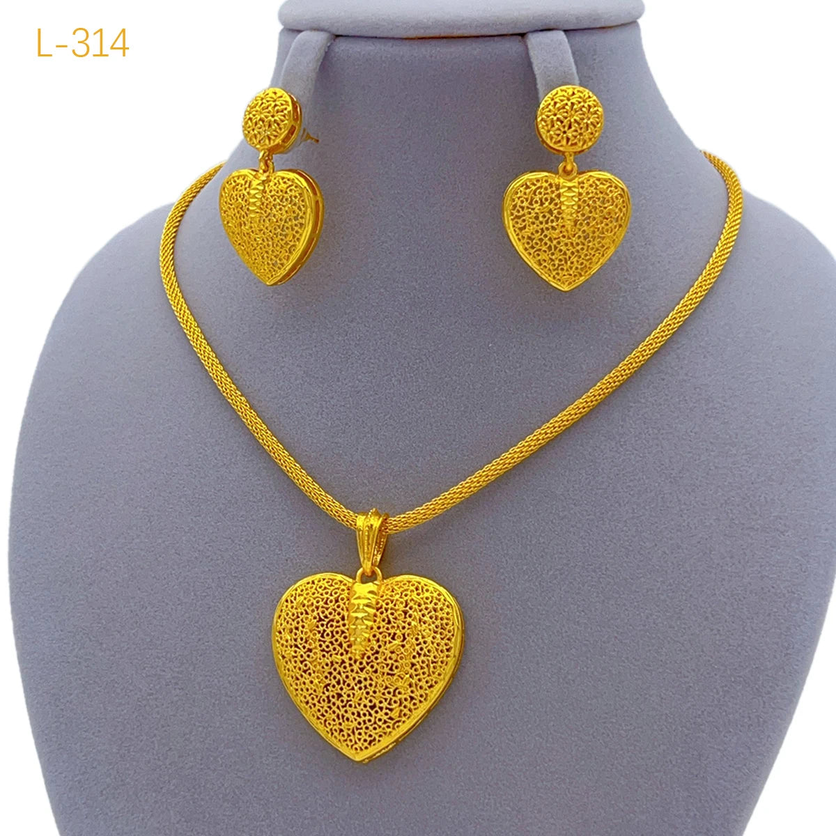 Dubai 24K Gold Plated Necklace Earrings Jewelry Set