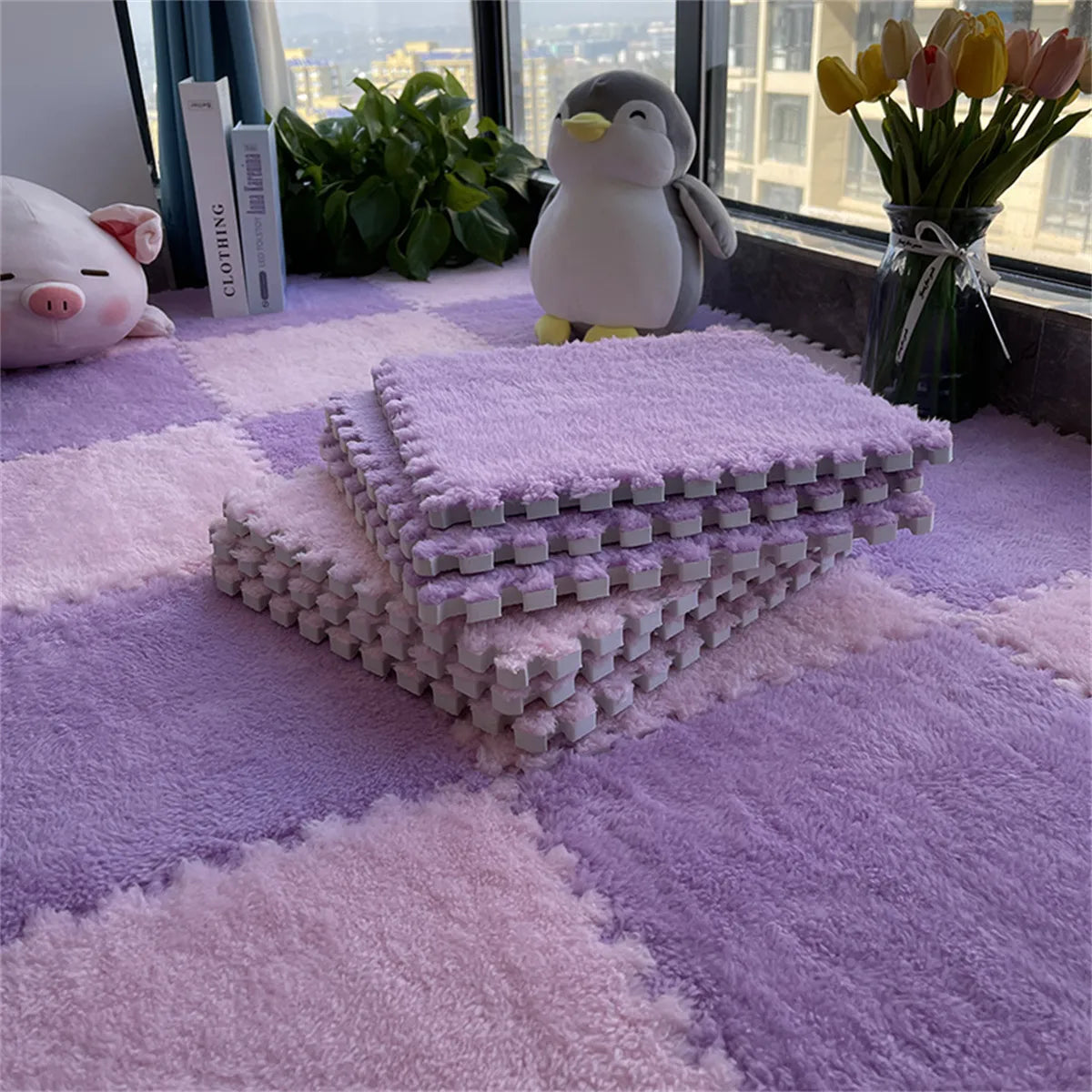 Soft Plush Children's Mat Baby Play Mat  Eva Foam Puzzle Carpet for  Children's Room Keep Warm Playmat 30*30*1CM