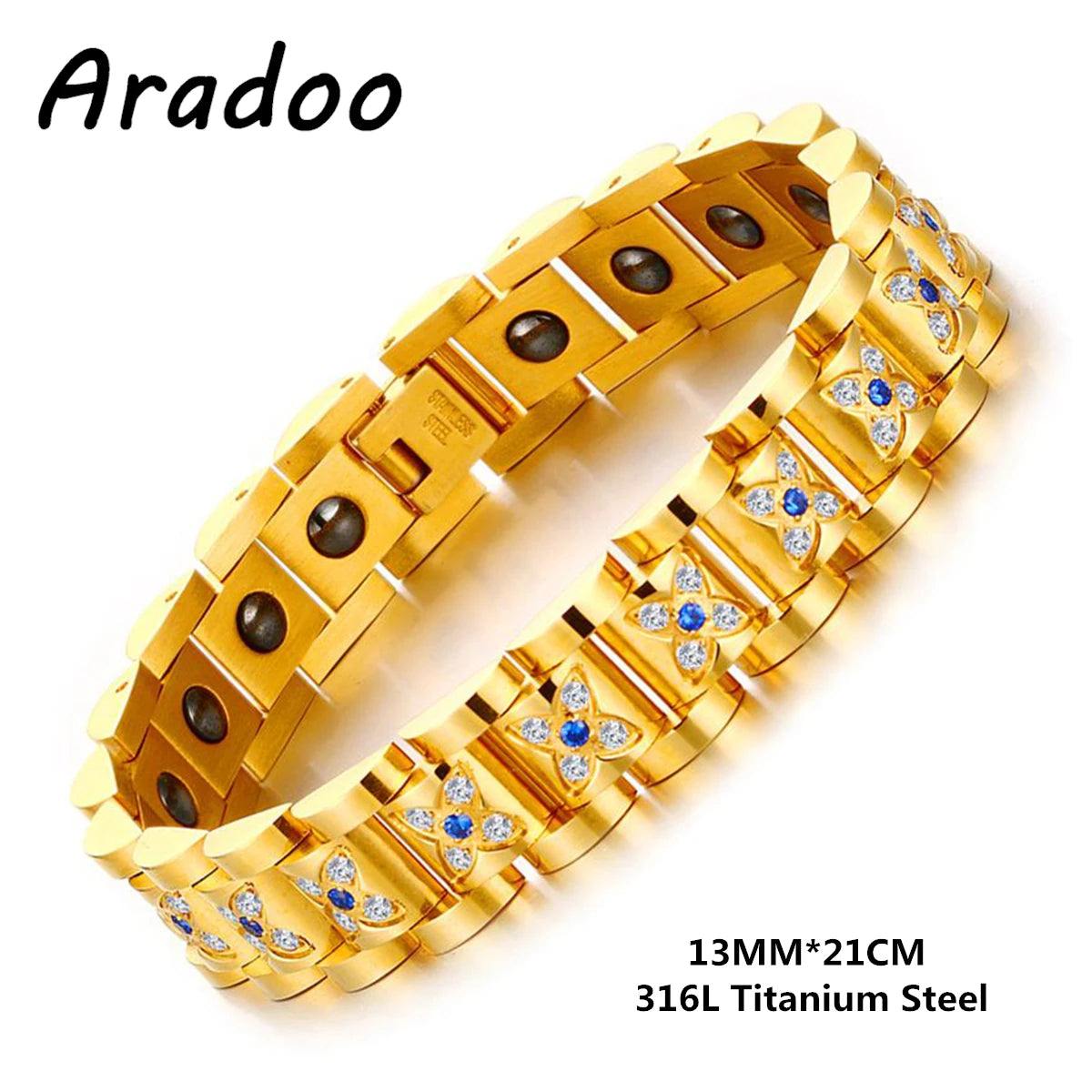 Titanium Steel Zirconia Bracelet Classic Retro Light Luxury Magnetic Therapy Bracelets - Hiron Store