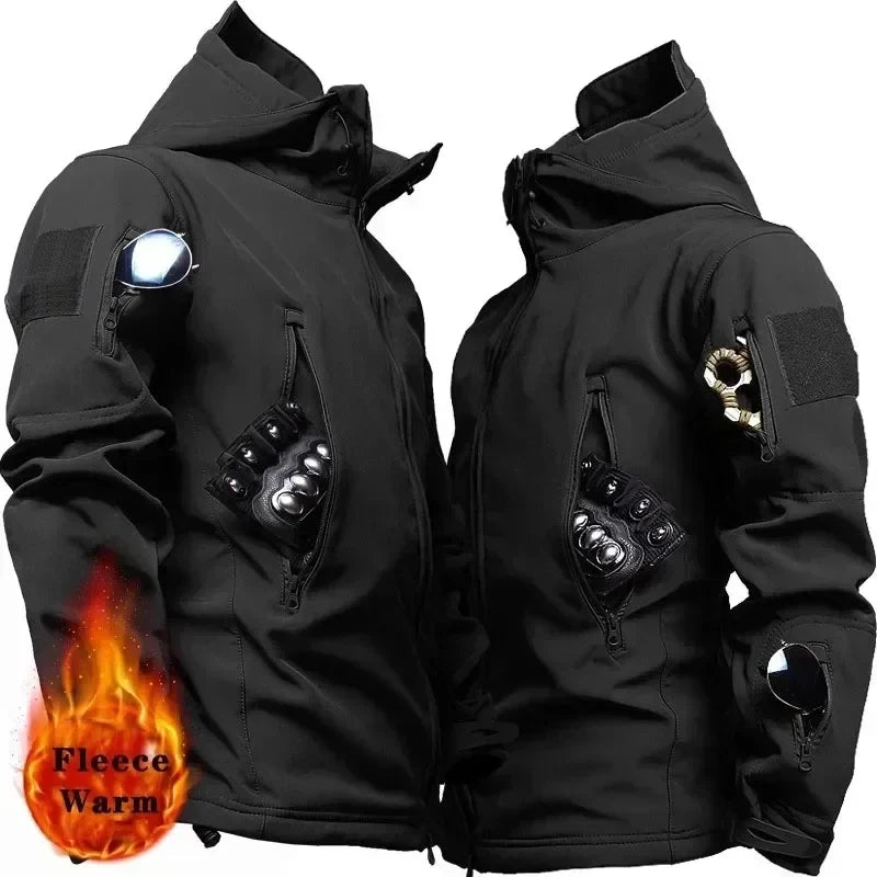 Outdoor Jackets Men Shark Skin Soft Shell Tactical Waterproof  Mens Hooded Bomber Coats