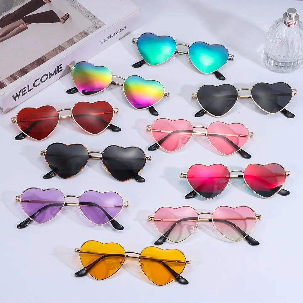 Heart-Shaped Sunglasses Heart Sun Glasses Shades Vintage Glasses Protection Metal Frame Sunglasses