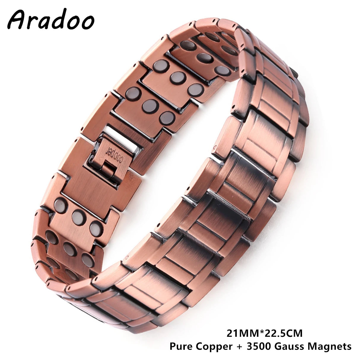 Titanium Steel Bracelets 3X Ultra Strength Neodymium Magnets Health Magnetic Therapy Copper Link Bracelet