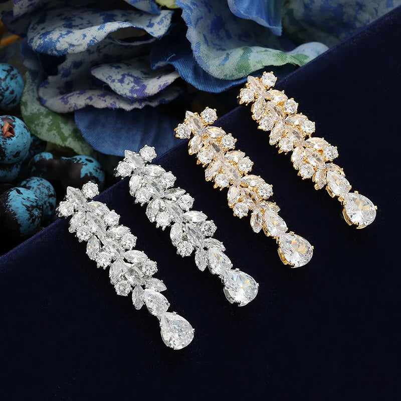 HADIYANA Bridal   Zirconia   Jewelry Set Luxury Necklace Bracelet Earringa & Rings for women Wedding BN8132