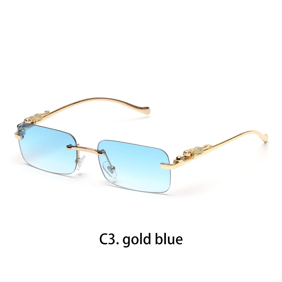 Ruiao rimless sunglasses UV400 fashion square metal glasses designer sunglasses shades