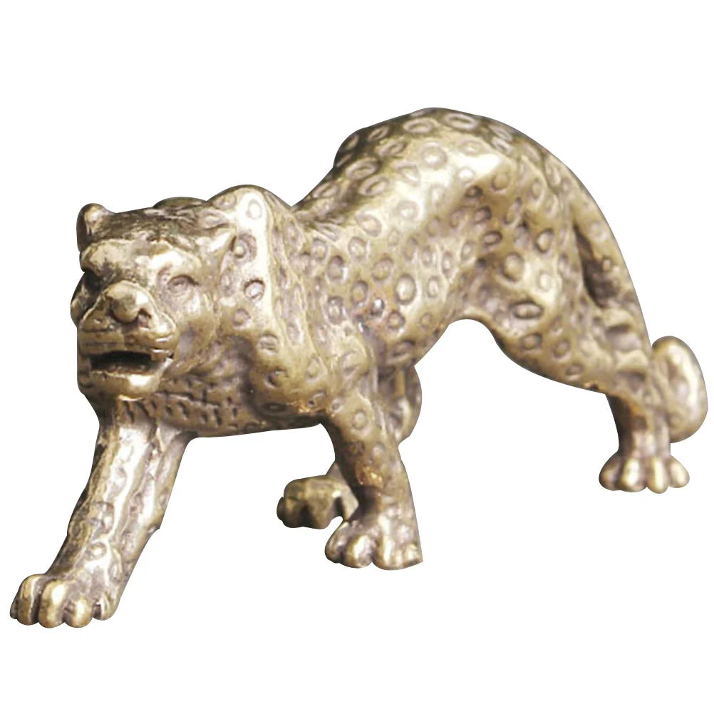 Vintage Brass Leopard Statue Brass Leopard Figurine Lifelike Animal Statue Paperweight