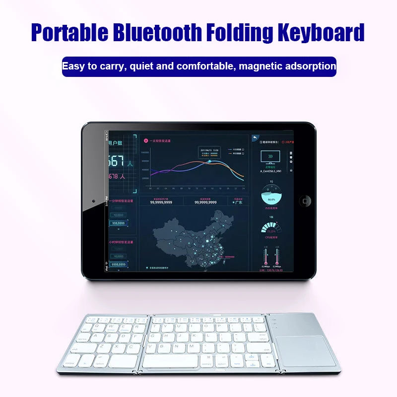 Wireless Folding Keyboard Bluetooth With Touchpad For Windows, Android, IOS,Phone,Multi-Function Button Mini Keyboard