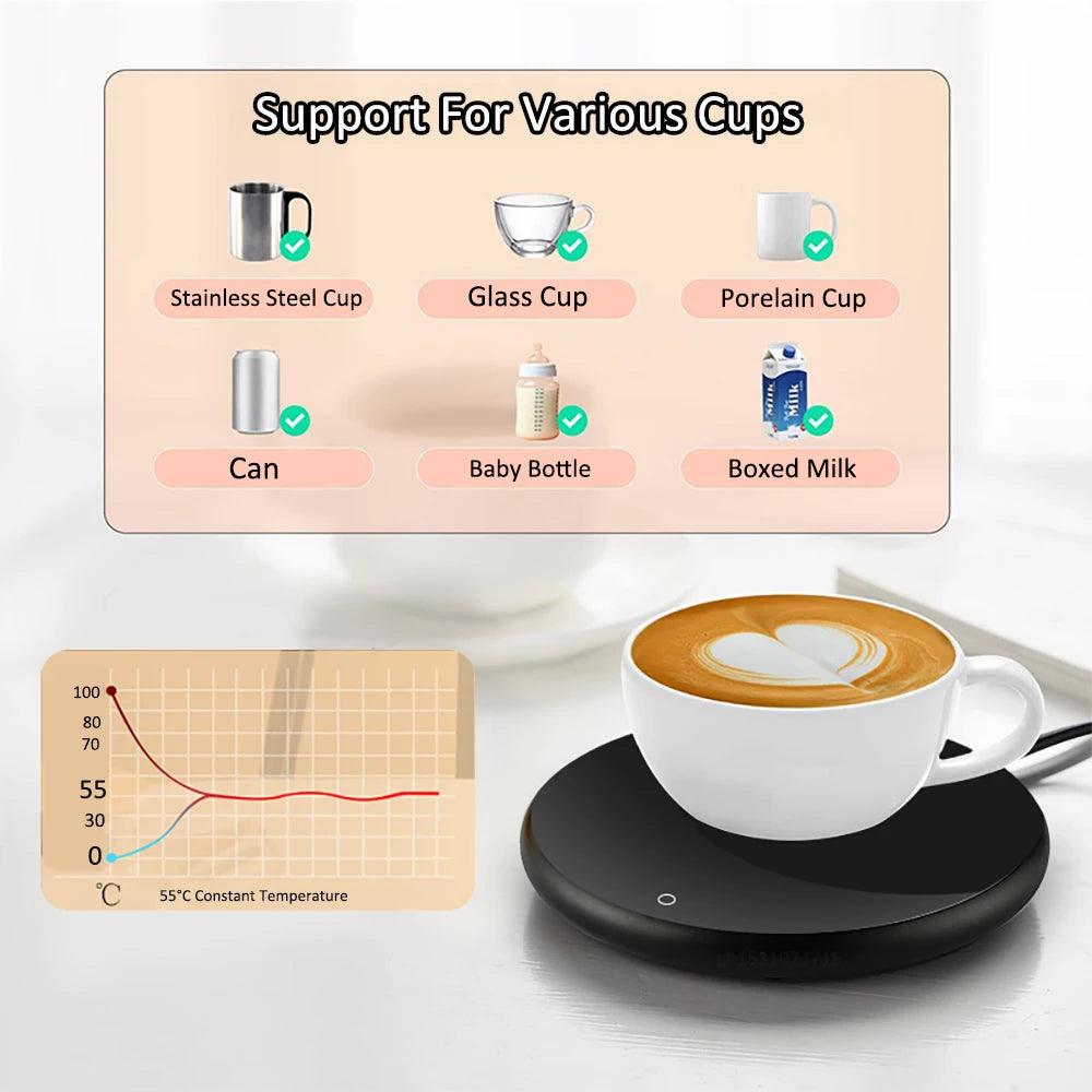 Coffee Cup Heater Mug Warmer USB Heating Pad Electic Milk Tea Water Thermostatic Coasters Cup Warmer For Home Office Desk DC 5V - Hiron Store