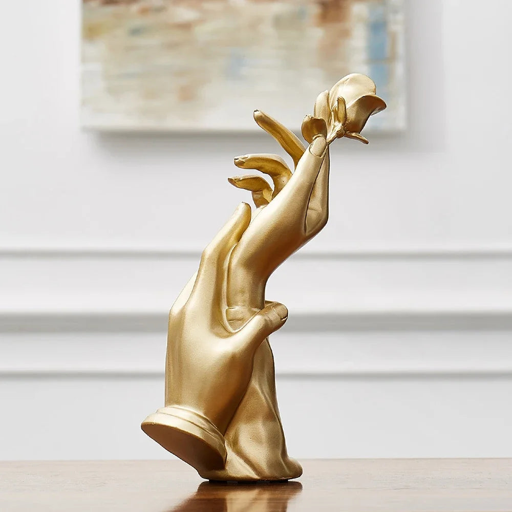 Abstract Golden Sculpture Creative Hand Statue  Home Decoration  Accessories Gifts