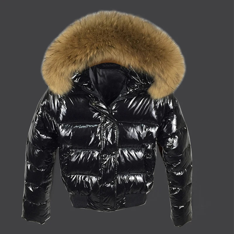 Fake Fur Coat Waterproof, Autumn Winter  Glossy, Female Outerwear Fashion  Black Short Coats, Women's Jacket