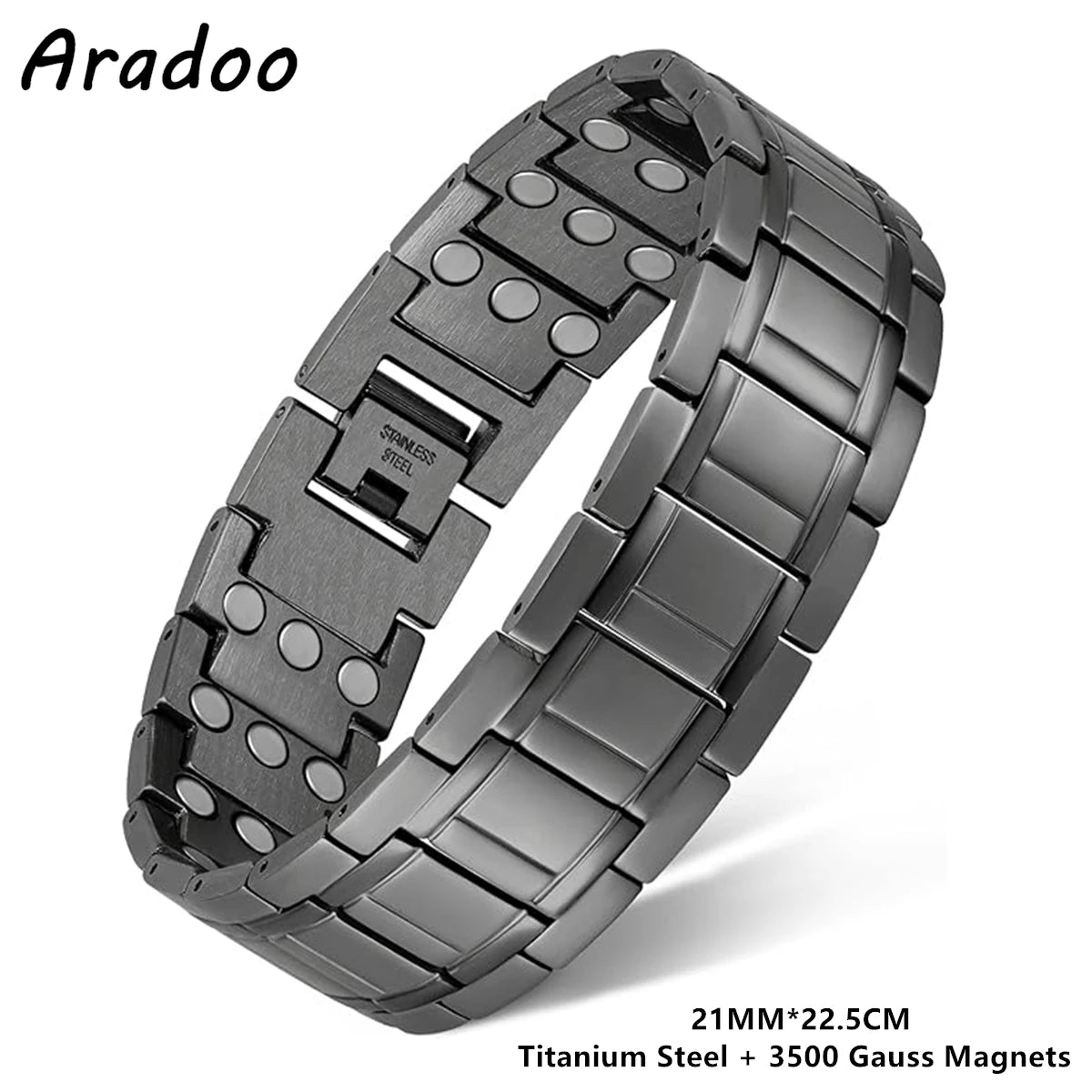 Titanium Steel Bracelets with 3X Ultra Strenth Neodymium Magnets Adjustable Health Magnetic Therapy Link Bracelet