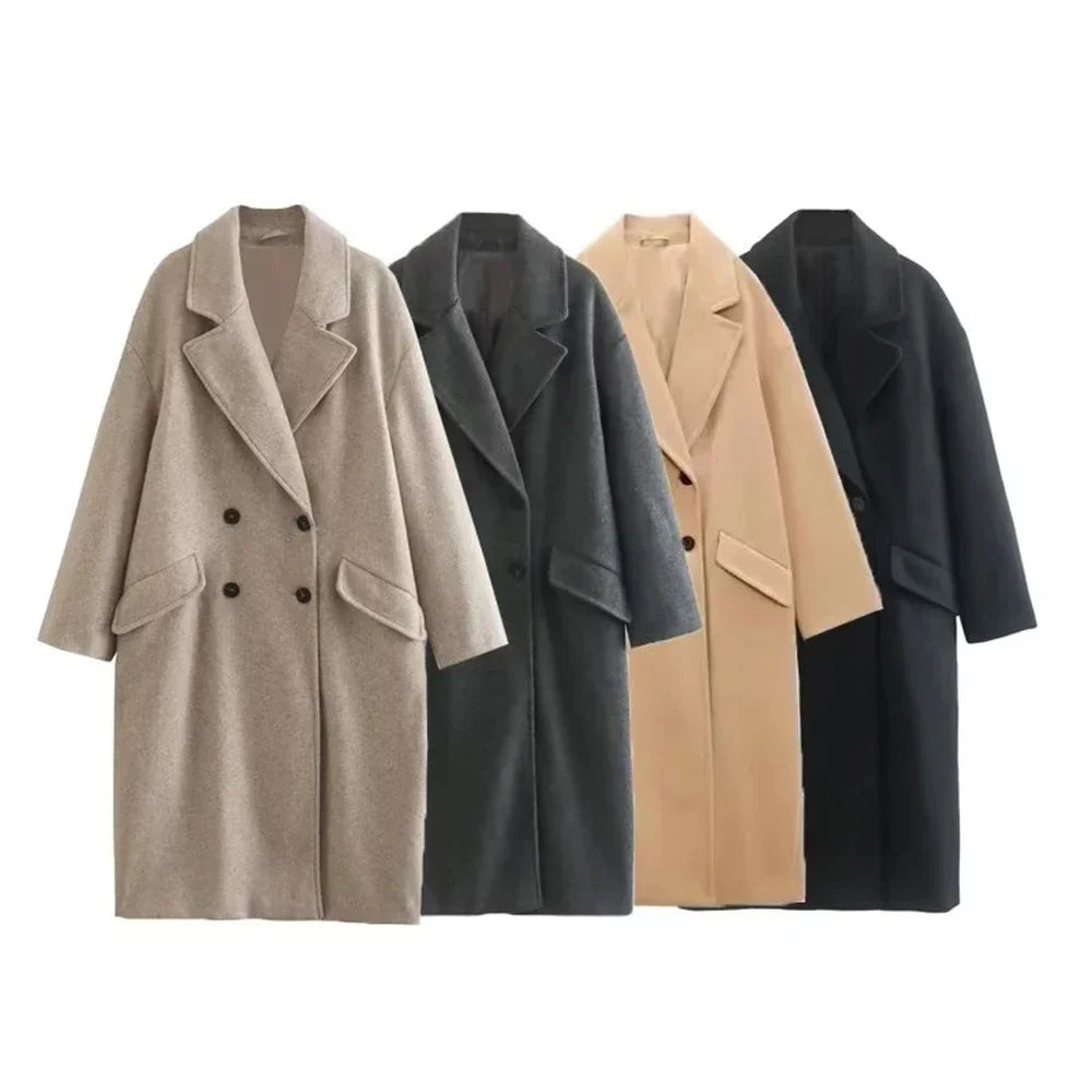 2024 Women's Coat And Winter Fashion Long-Sleeved Pocket Women Long Coat