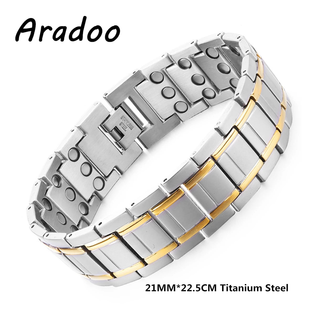 Men's Titanium Steel Magnetic Energy Bracelet Negative Ion Anti-fatigue Strap Bracelets