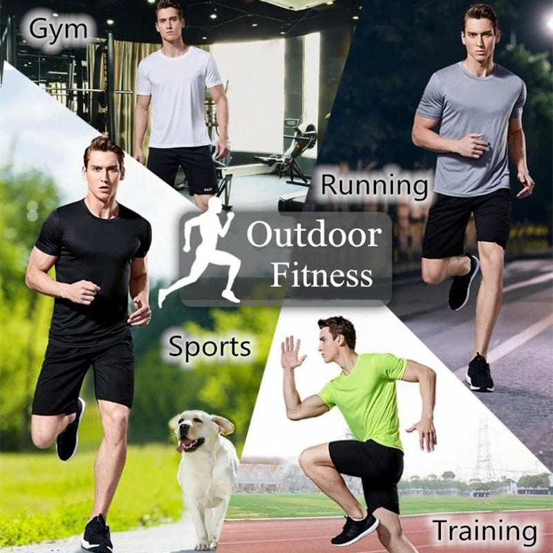 Men's Quick Dry Short Sleeve Gym Running Moisture Wicking Round Neck T-Shirt Training Exercise Gym Sport Shirt Tops Lightweight - Hiron Store