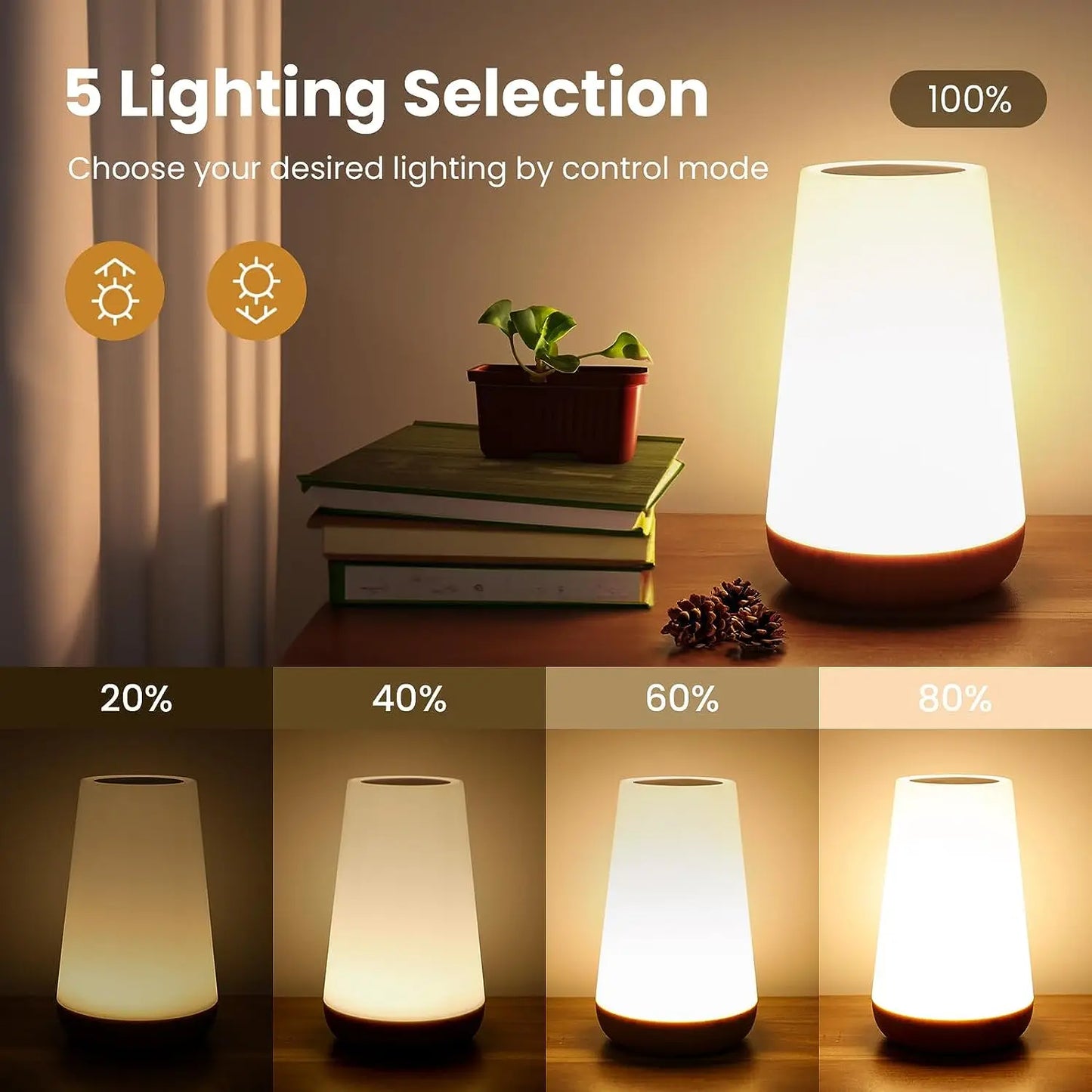 Table Lamp Bedside Lamp 13 Colour Changing Touch Night Light RGB Remote USB Rechargeable