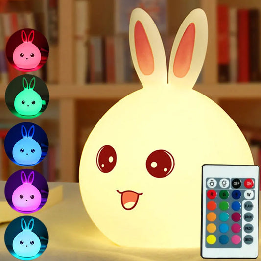 Night Light Cute Rabbit Colourful Light Voice Controlled Clap Lamp