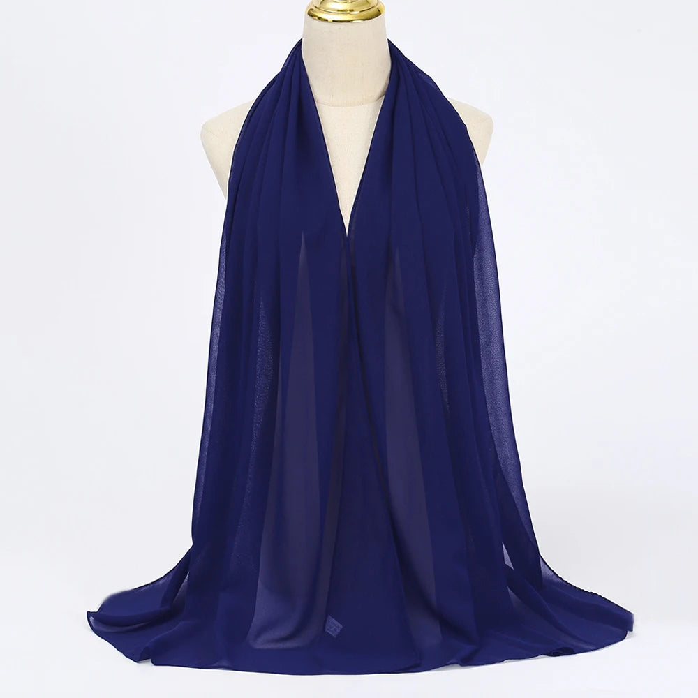 Muslim Chiffon hijab Scarf Long Solid Color Head Wrap Women's Hijabs & Scarves Jersey Hijab Veil