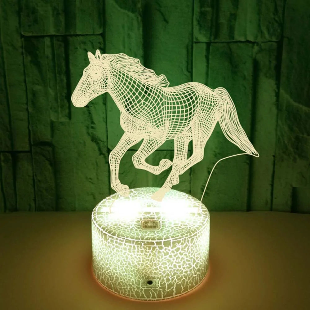 3d Illusion Lamp Led Children's Night Light Horse Table Lamp for Bedroom Decoration