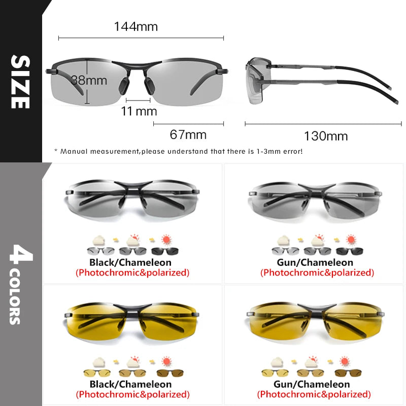 CoolPandas New Classic Photochromic, Polarized Sunglasses, Chameleon Anti-glare Driving Eyewear, UV400 for Man & Woman