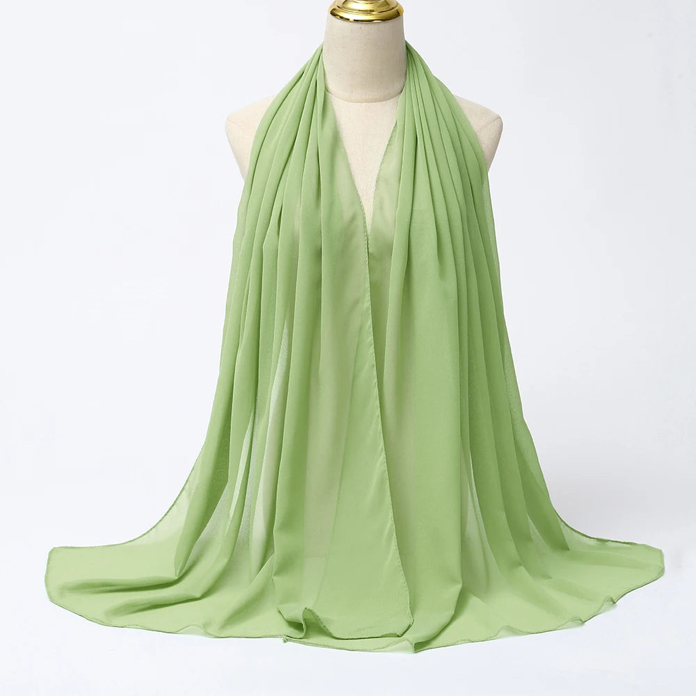 Muslim Chiffon hijab Scarf Long Solid Color Head Wrap Women's Hijabs & Scarves Jersey Hijab Veil