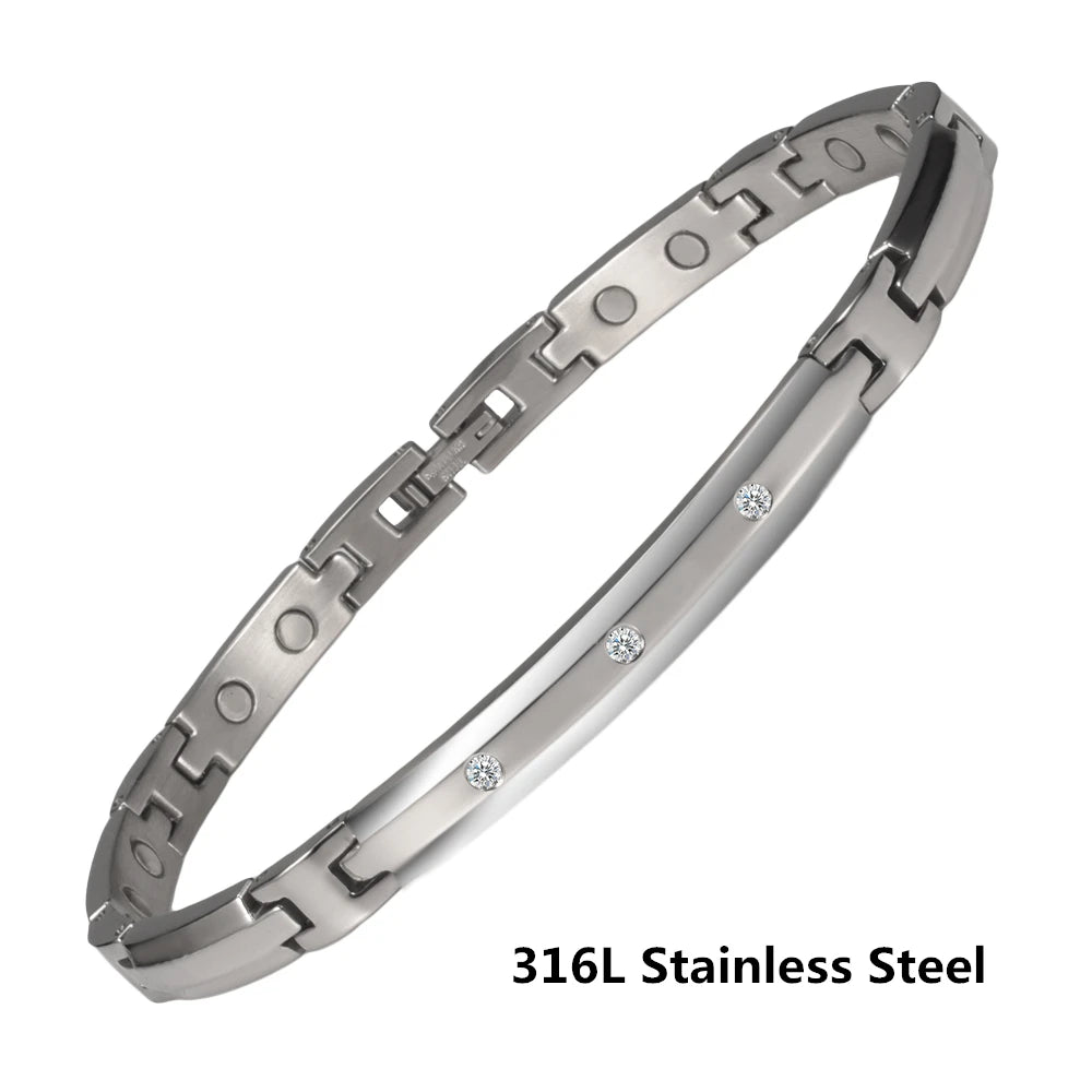 Titanium Steel Zirconia Bracelet Classic Retro Light Luxury Magnetic Therapy Bracelets - Hiron Store