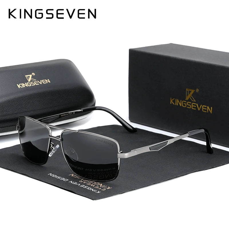 KINGSEVEN Brand Designer Polarized Sunglasses, For Driving Men Square Sun Glasses, For Men's Fashion Travel