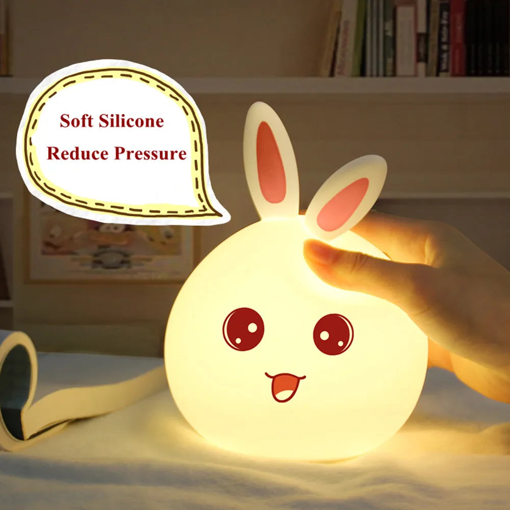 Night Light Cute Rabbit Colourful Light Voice Controlled Clap Lamp