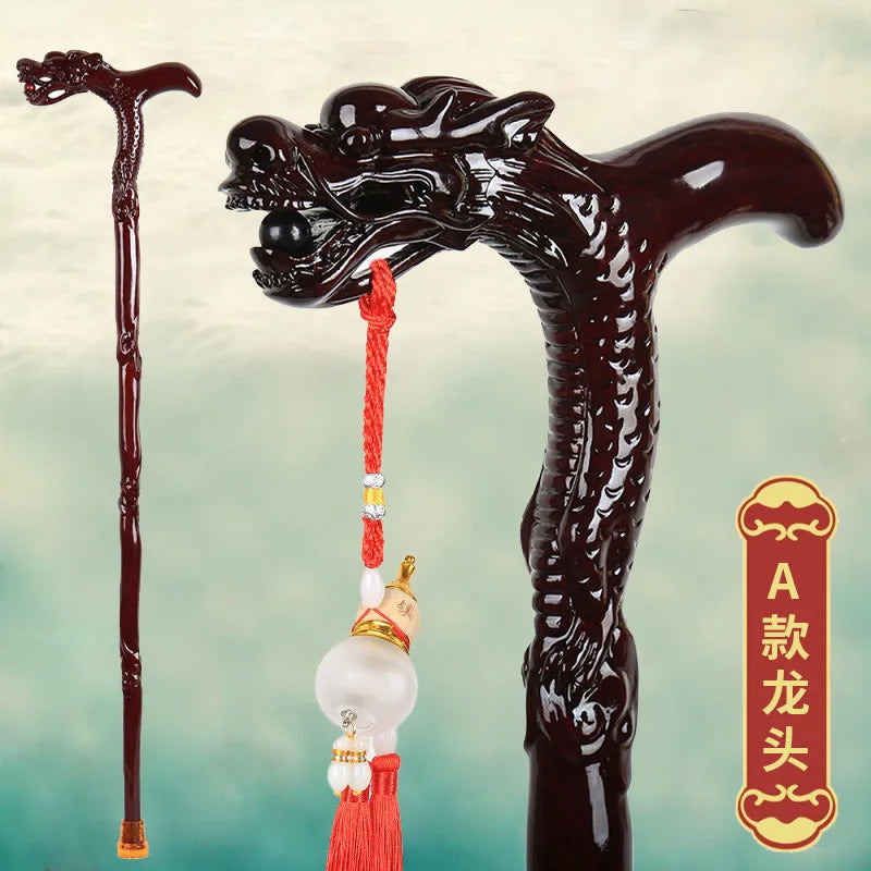 Walking Stick for the Elderly Solid Crutch Non-Slip Tripod Stick Wood Walking Stick Elderly