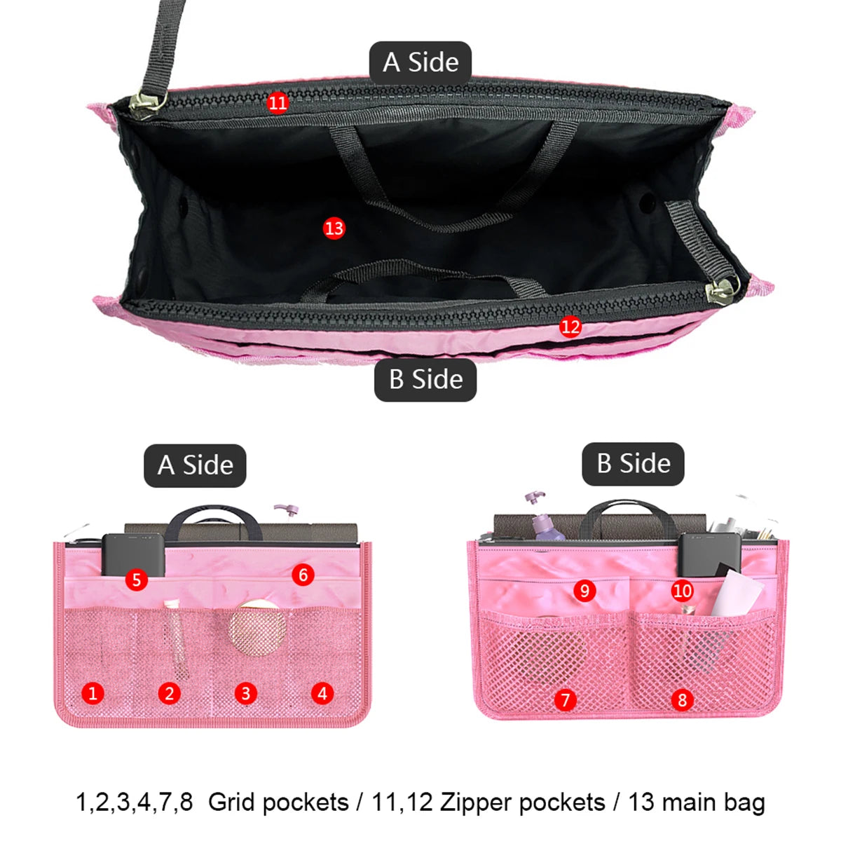 Organizer Insert Bag Women Nylon Travel Insert Organizer Handbag Purse Large liner Lady Makeup Cosmetic Bag Cheap Female Tote - Hiron Store