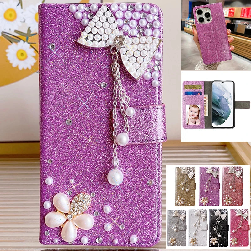 Wallet Glitter Case Flip For Samsung Galaxy Note 8 9 10 20 S8 Plus A01 A02