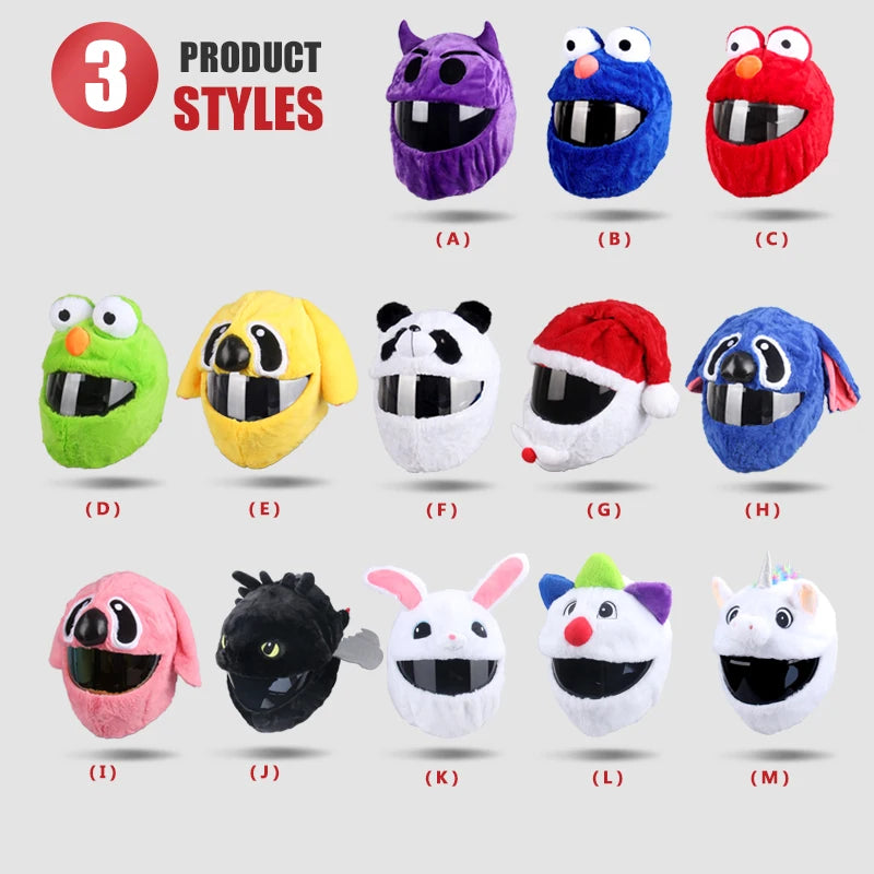 Motorcycle Helmet Cartoons Plush Helmet Protective Cover Helmet Full Face Covers