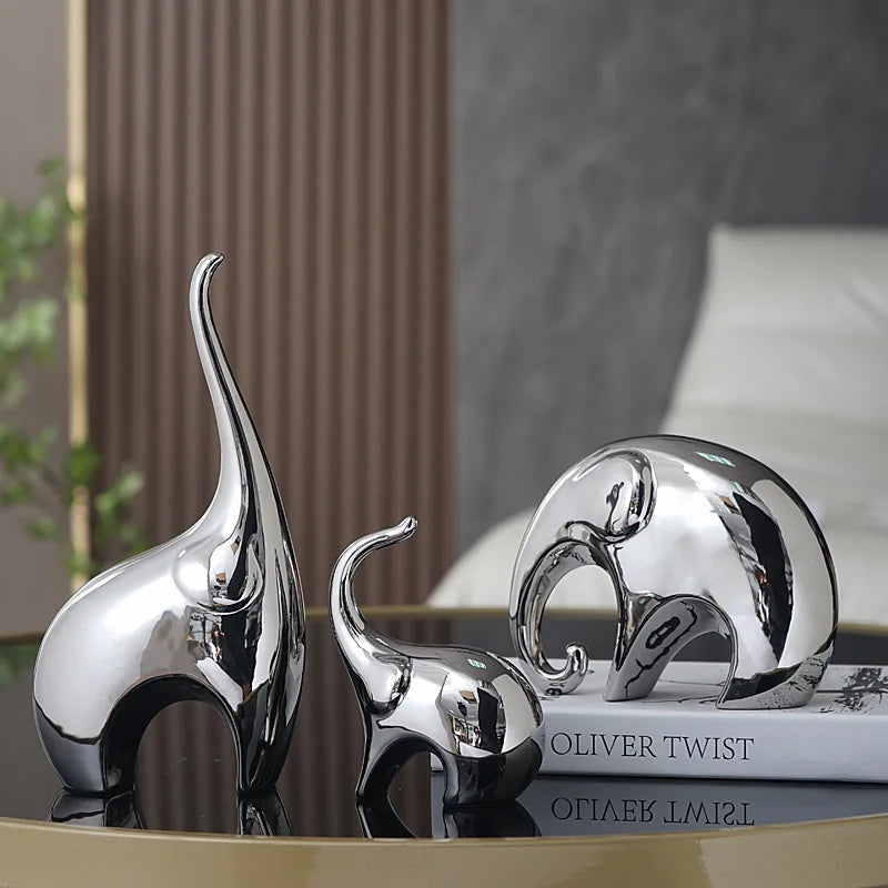 Ornaments Light Luxury Home Furnishings Electroplating Silver Elephant Crafts